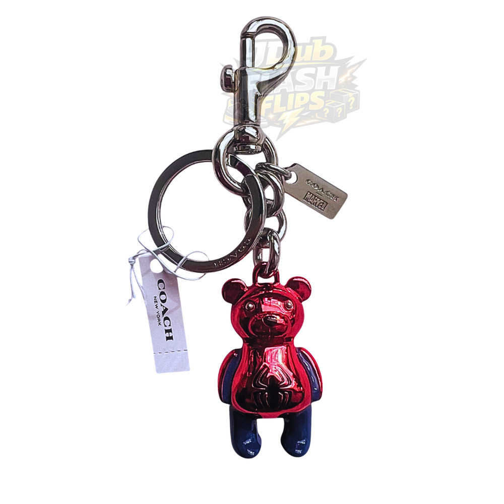 NWT COACH x MARVEL Spiderman Bear Bag Charm Fob Key Chain 2754 Limited Edition